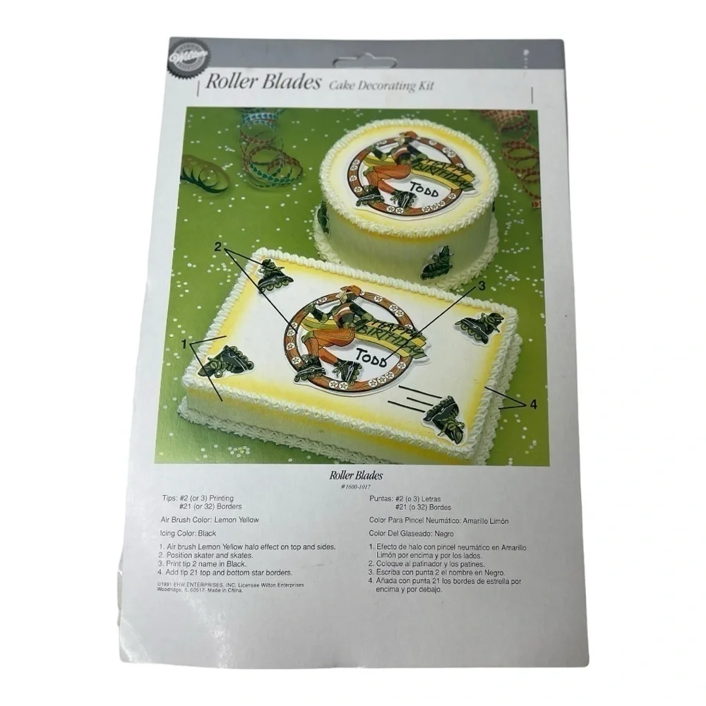 NWT Vintage Wilton 1991 Roller Blades Birthday Cake Decorating Kit